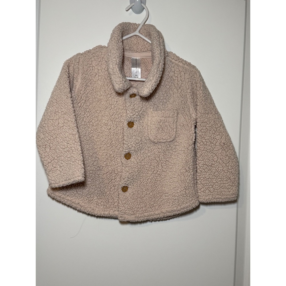 Modern Moments by Gerber Toddler Sherpa Fleece Button Front Jacket Tan 24M